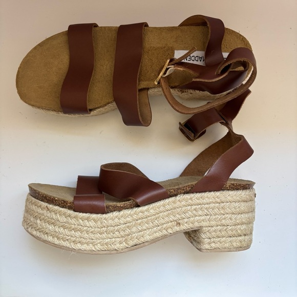 Steve Madden Kelton Brown Leather Platform Sandals Sz 10 - Picture 4 of 10